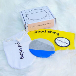 West Elm Mirror Compact Stainless Steel Blue Silicone Good Things 3" Round Box